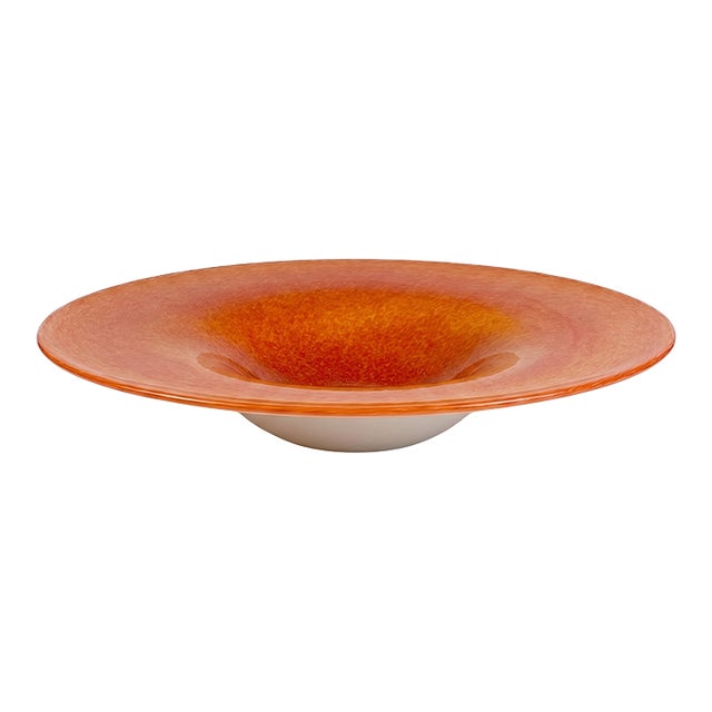 Mid Century Venetian Orange Vasa Murrhina Cased Glass Centerpiece Bowl For Sale
