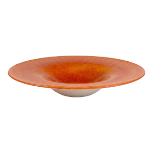 Mid Century Venetian Orange Vasa Murrhina Cased Glass Centerpiece Bowl
