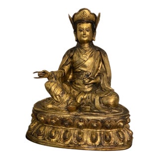 Gilt Metal Alloy Sculpture of Padsmasambhava For Sale