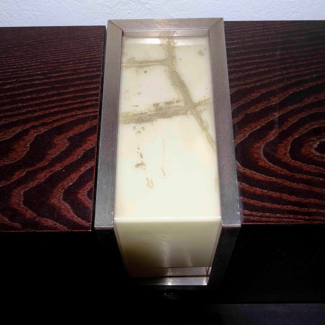 Italian Double Bed Headboard Equipped with Radio Lights and Bedside Tables, 1970s, Set of 3 For Sale - Image 14 of 15