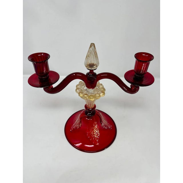 Vintage Murano Glass Candelabras For Sale - Image 9 of 12