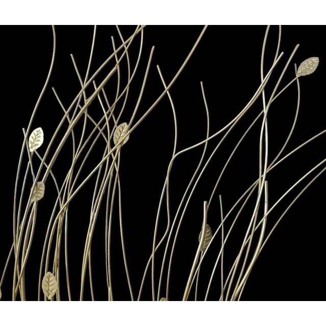 Metal Vintage Mid Century Modern Curtis Jere Style Metal Gold Windswept Willow Tree Wall Sculpture For Sale - Image 7 of 8