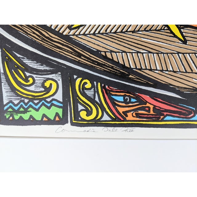 Postmodern Commedia Dell'Arte Signed Limited Edition Serigraph by Marius Sznajderman, 1983 For Sale - Image 3 of 15