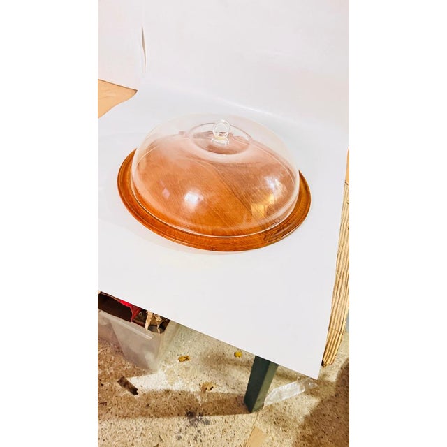 1970s Serving Tray Cloche Plate Bell in Plastic and Wood, France, 1970s For Sale - Image 5 of 12