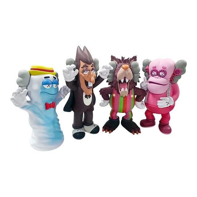 Kaws, Cereal Monsters, Complete Set of 4 Painted Vinyl Sculptures, New in Boxes, 2024 For Sale