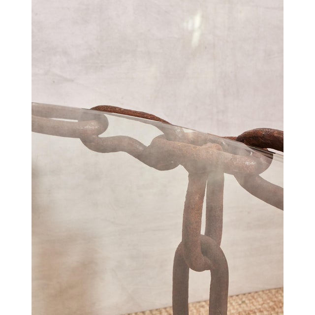 Brown Vintage Brutalist Linked Chain Coffee Table For Sale - Image 8 of 14