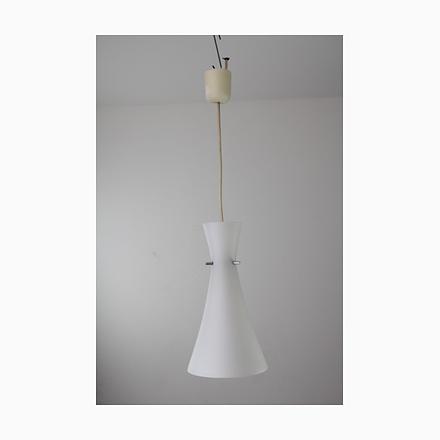 Pendant Lamp in White Opal Glass from Nikoll, 1960s For Sale - Image 6 of 6