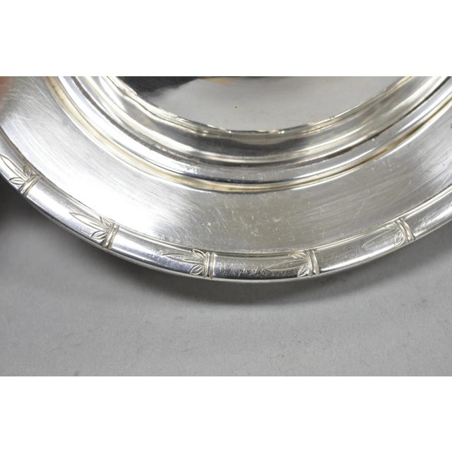 Vintage Hollywood Regency Silver Plated Faux Bamboo Oval Vegetable Serving Dish For Sale - Image 4 of 13