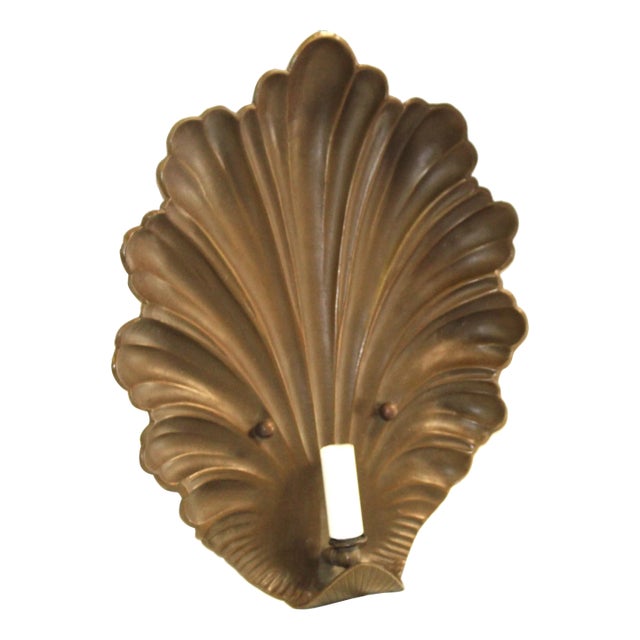 1990s Mid-Century Modern Style Bronze Acanthus Sconce For Sale