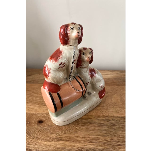 Antique Staffordshire Spaniels Figurine C. Early 1900s For Sale - Image 4 of 11