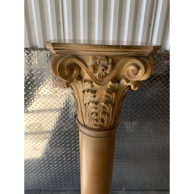 Vintage Karges Carved Wood Paint Decorated, Corinthian Pedestal /Column For Sale - Image 10 of 12