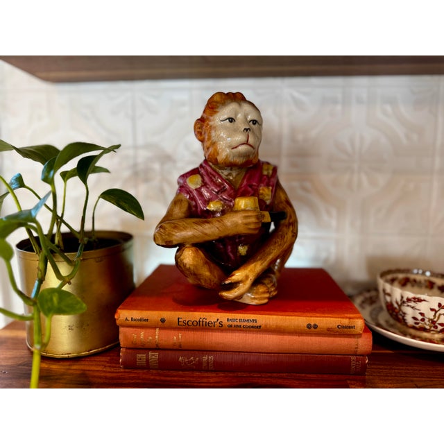 Vintage Ceramic Monkey Figurine With Pipe For Sale - Image 9 of 9
