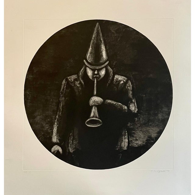 Jane Dickson (b. 1952) hand signed; Edition HC 1/1; dated 1991 aquatint printed in black Title: "Reveler Tooting Her Own...