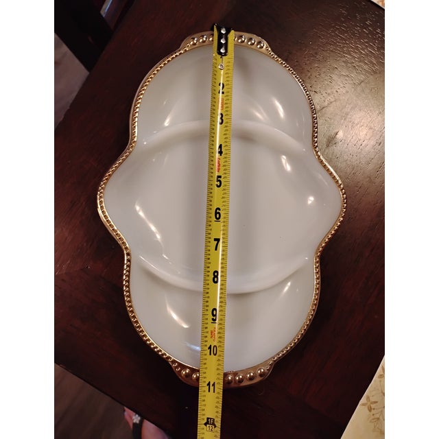 American 1950s Anchor Hocking -Fire King Milk Glass Divided Platter For Sale - Image 3 of 5