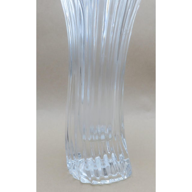 Art Deco Late 20th Century Mikasa Crystal Diamond Fire 8.25” Flower Vase Curved Stem Art Deco Style Japan For Sale - Image 3 of 6