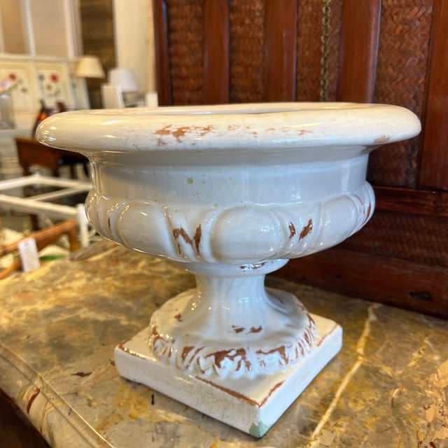 Late 19th Century White Pedestal Base Urn Planter For Sale In West Palm - Image 6 of 10
