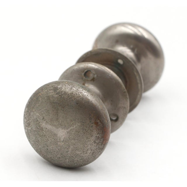 Mid 20th Century Vintage Round Nickel Brass Passage Door Knobs House Set - Set of 4 For Sale - Image 5 of 7