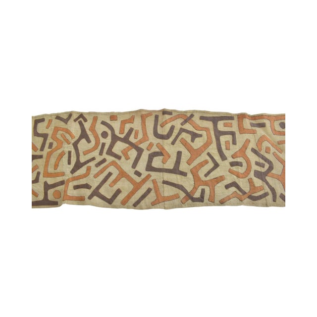 Textile Early 20th Century Kuba Royal Appliquéd Raffia Textile 132x23 Inch For Sale - Image 7 of 11