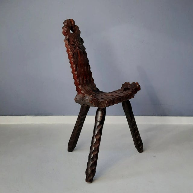 Rustic Spanish Wooden Stool, 1960s For Sale - Image 3 of 10