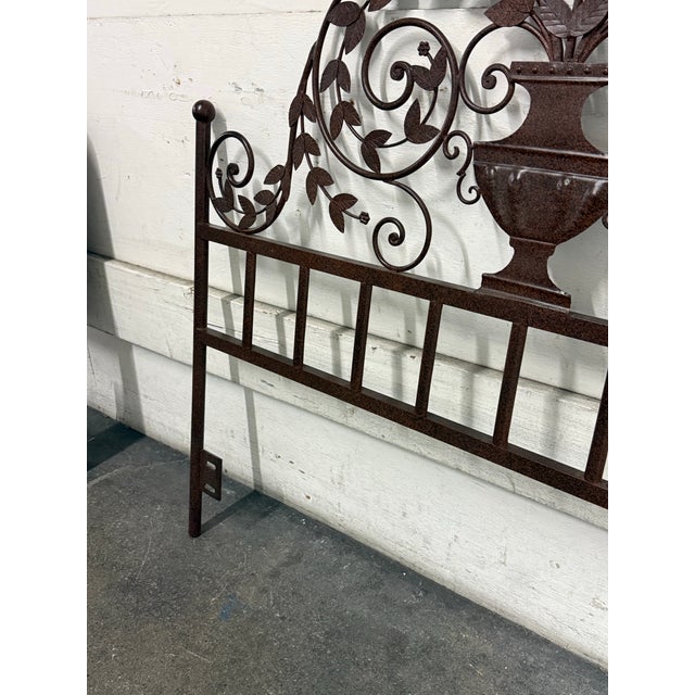 Queen Size Wrought Iron Botanical Scrollwork Headboard For Sale - Image 11 of 12
