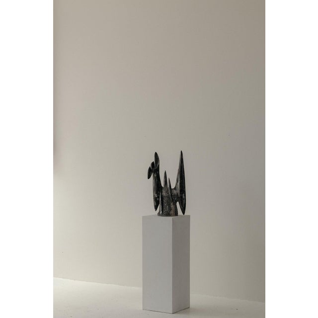 Black Black Abstract Sculpture, 1980s, Fossilstone For Sale - Image 8 of 9