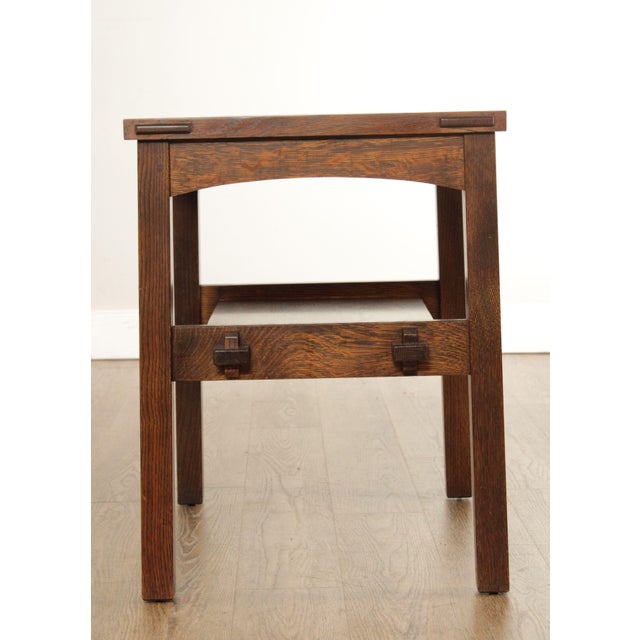 1990s Stickley Mission Collection Oak Tile Top End Tables A Pair