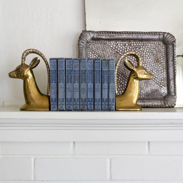 Mid Century Ibex Brass Bookends For Sale - Image 6 of 10