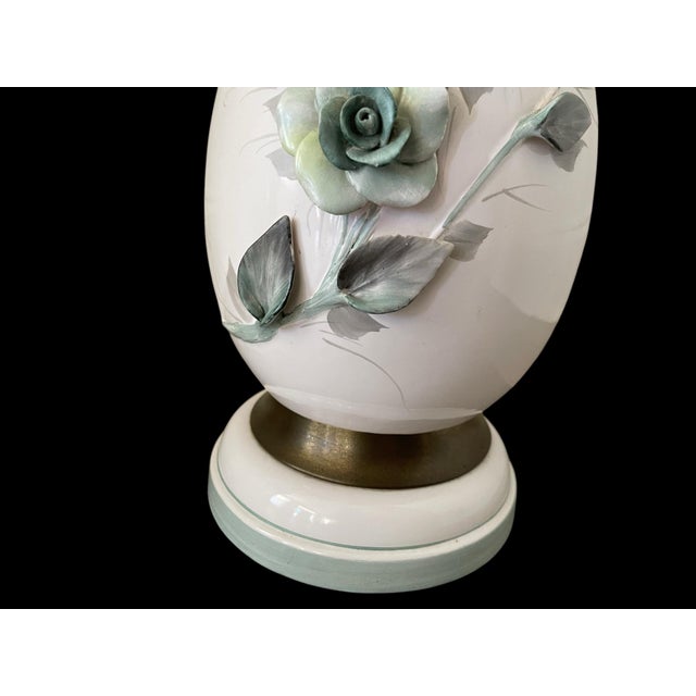 Ivory Mid-Century Floral Lamps - a Pair For Sale - Image 8 of 12