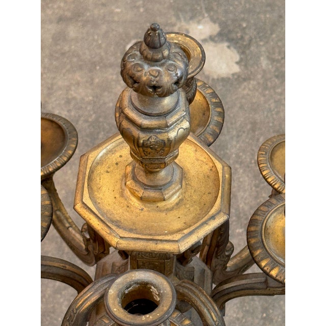 Pair of Gilt Bronze Five-Light Candelabra For Sale - Image 9 of 12