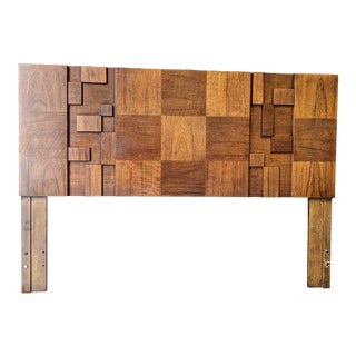 Mid-Century Brutalist Lane Queen Size Headboard For Sale