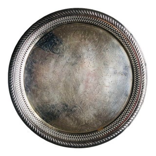 Vintage Rogers Silver Plate Round Tray For Sale