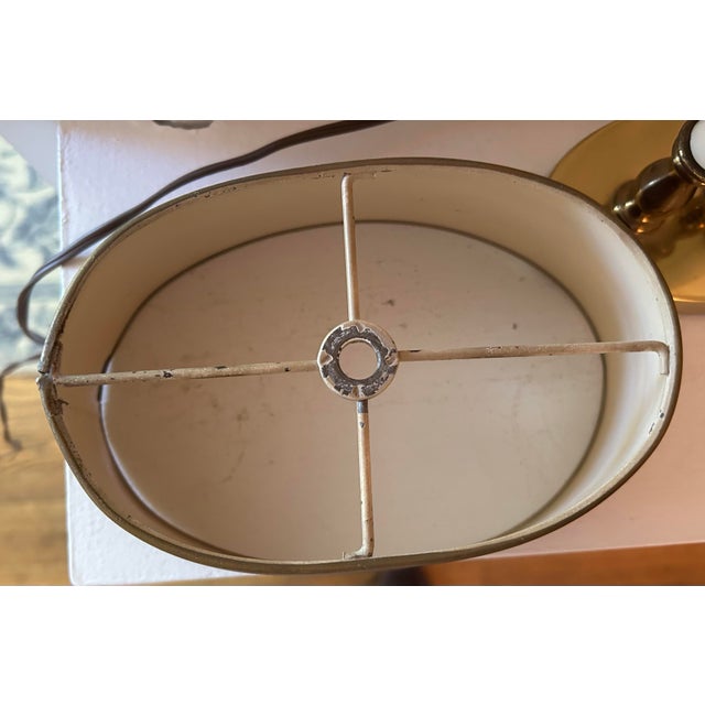 Early 20th Century Small Double Bouillotte Lamp With Red Tole Shade For Sale In Chicago - Image 6 of 9