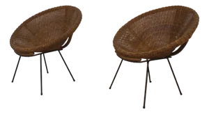 Set of Italian Wicker Armchairs, 1960s