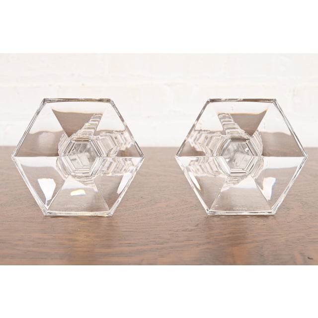 Tiffany & Co. Clear Crystal Candlesticks, Pair For Sale - Image 9 of 12