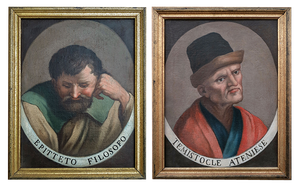 Il Todeschini, Portraits of the Philosophers Epitetus and Themistocles, Athens, 1600s-1700s, Paintings, Framed, Set of 2