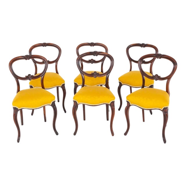Victorian Balloon Back Dining Chairs, Set of 6 For Sale