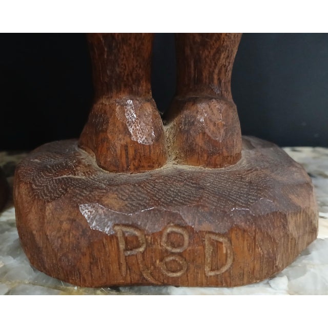 Wood 1940s Pair of Early John Rood Oak Wood Figure Sculptures For Sale - Image 7 of 7