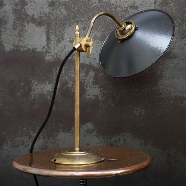 Mid-Century Modern French Black Enamel and Brass Desk Light For Sale - Image 3 of 7