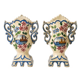 Earthenware Altar Vases, 19th Century, Set of 2 For Sale