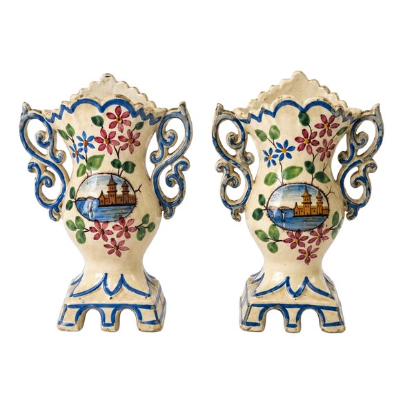 Earthenware Altar Vases, 19th Century, Set of 2 For Sale