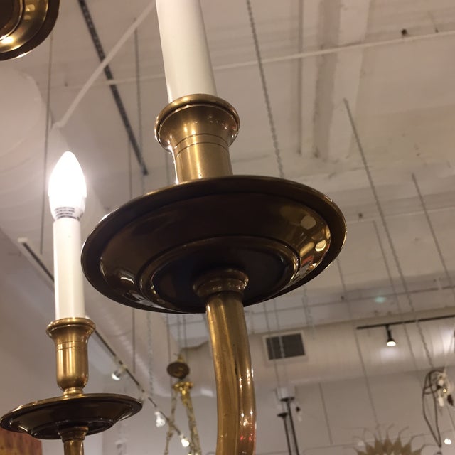 Ethan Allen Twelve-Light Brass Chandelier | Chairish