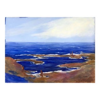 1970s Ingrid Hofer Coastal Acrylic Painting For Sale
