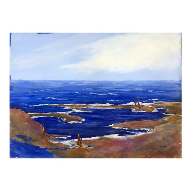 1970s Ingrid Hofer Coastal Acrylic Painting For Sale