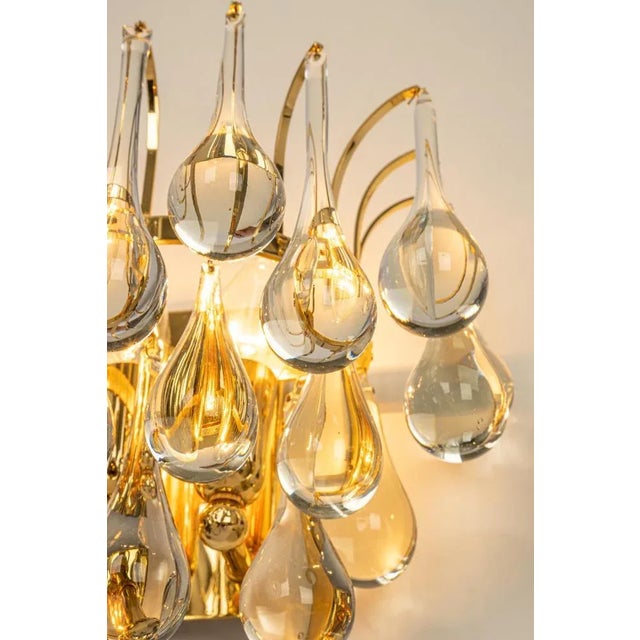 Large Golden Gilded Brass & Crystal Sconces by C.Palme, Germany, 1970s, Set of 2 For Sale - Image 9 of 10