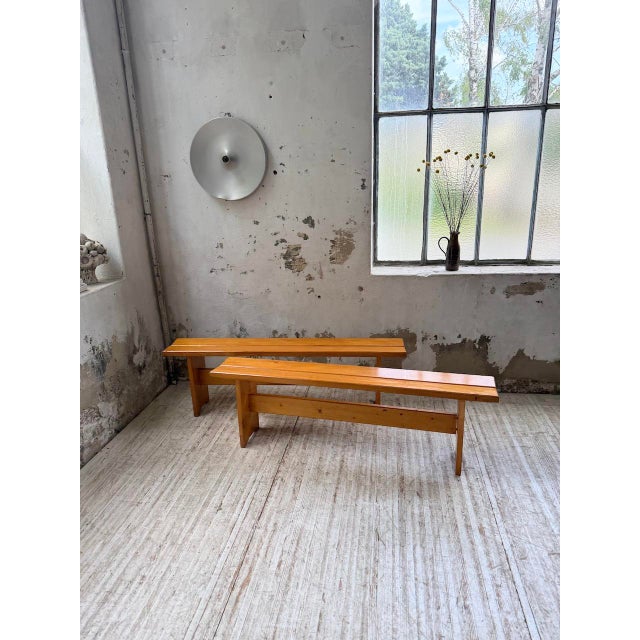 Pine Benches by Charlotte Perriand for Les Arcs, 1970s, Set of 2 For Sale - Image 4 of 18