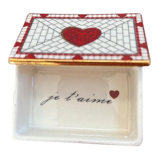 Anthropologie Bistro Tile Stoneware 24k Gold Accent Trinket Box For Sale