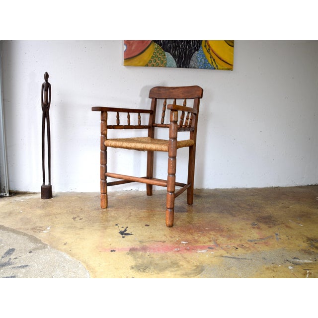 Vintage Rustic Wicker Oak Chair, 1920s For Sale - Image 6 of 7