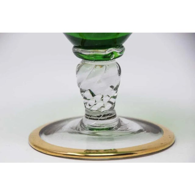 Bohemian Emerald Green Glass Gilded For Sale - Image 9 of 13