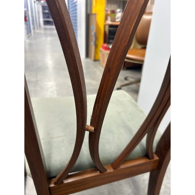 G Plan 1970s Vintage G-Plan Dining Chairs British Fresco Danish Mid Century Modern Teak Wood Upholstered - Set of 4 For Sale - Image 4 of 12
