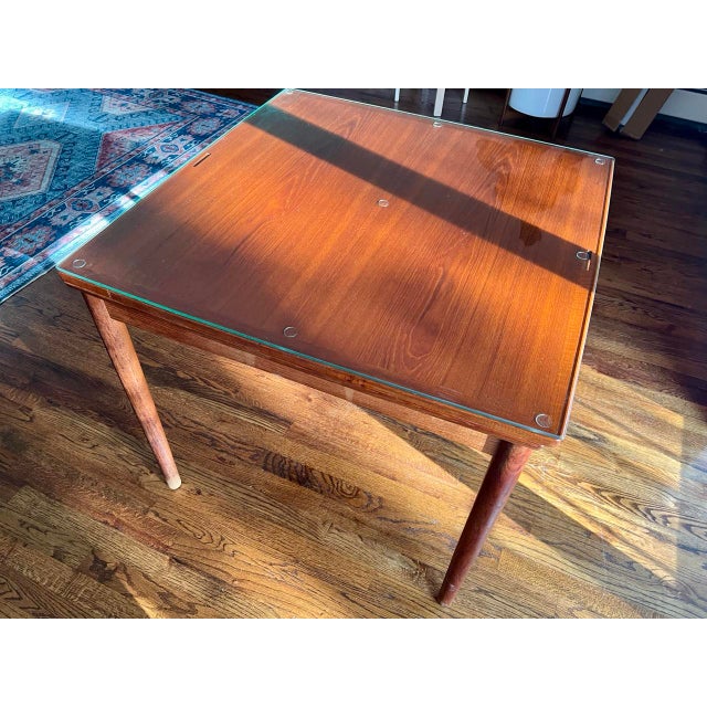 Mid-Century Modern Poul Hundevad for Hundevad & Co. (Hu) Expanding Teak Dining Table and Two Matching Woven Paper Cord Chairs. Made in Denmark. For Sale - Image 12 of 14